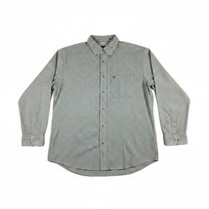 Timberland Mens Button Down Shirt Size Medium Blue Green Gingham Plaid Cotton